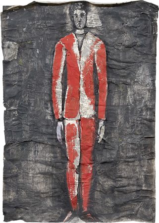 Roberto Barni Pistoia 1939 Rosso in piedi, 2002 Tecnica mista su cartone...