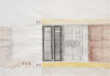 Tano Festa Roma 1938 - 1987 Feb 28, 1962 Tecnica mista su carta, cm. 70x100...