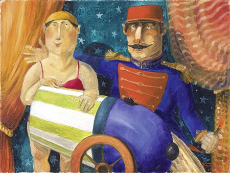 Pino Procopio Guardavalle (Cz) 1954 Prima del lancio Olio su tela, cm. 30x40...