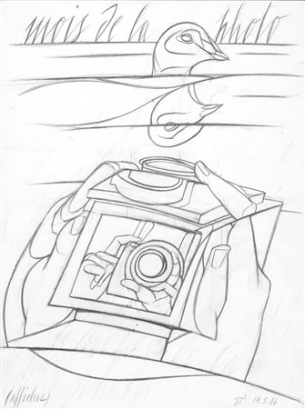 Valerio Adami Bologna 1935 Mois de la photo, 1986 Carboncino su carta, cm....