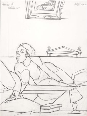 Valerio Adami Bologna 1935 Pelléus et Mélisande, 1986 Matita su carta, cm....