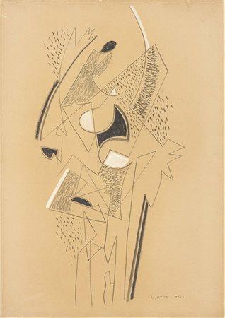 Gino Severini Cortona (Ar) 1883 - Parigi 1966 Danzatrice, 1964 Carboncino e...