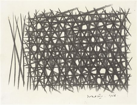 Piero Dorazio Roma 1927 - Todi (Pg) 2005 Reticolo nero, 1966 Matita grassa su...