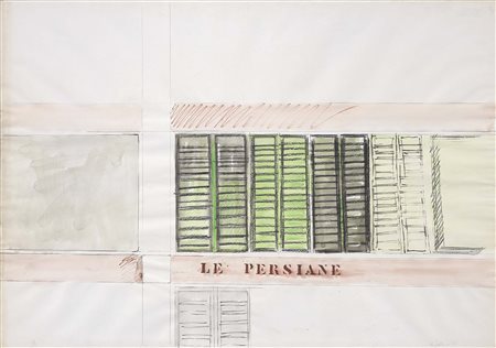 Tano Festa Roma 1938 - 1987 Le persiane, 1962 Tecnica mista su cartoncino,...