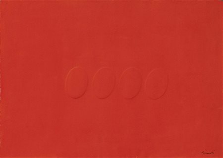 Turi Simeti Alcamo (Tp) 1929 Quattro ovali rossi, anni Novanta Calcografia,...