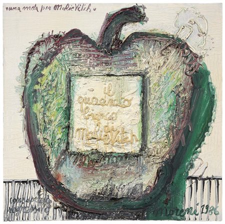 Mattia Moreni Pavia 1920 - Ravenna 1999 Una mela per Malievitch, 1968 Olio su...