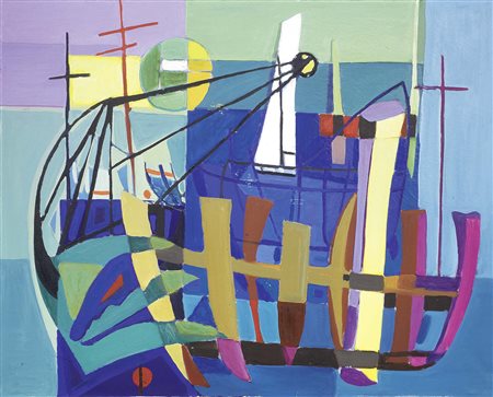 Antonio Corpora Tunisi 1909 - Roma 2004 Senza titolo Olio su tela, cm. 81x100...