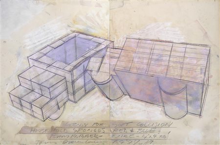 Dennis Oppenheim Mason City 1938 Study for "Soft Collision", 1988-89 Tecnica...