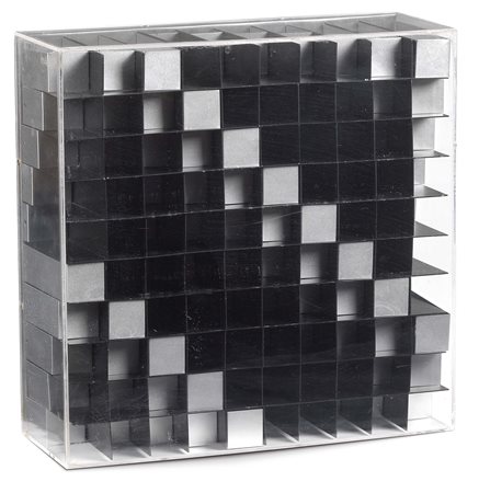Enzo Mari Novara 1932 Struttura, 1962 Lamine di metallo entro plexiglas, cm....