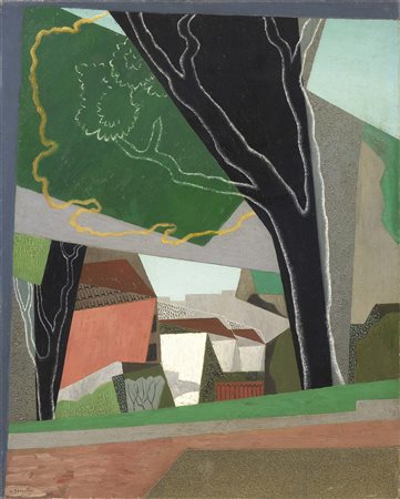 Gino Severini Cortona (Ar) 1883 - Parigi 1966 Paysage (Le Cannon), 1917 Olio...