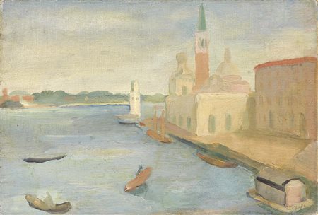 Virgilio Guidi Roma 1891 - Venezia 1984 Punta della Dogana, 1929 Olio su...