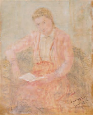 Pio Semeghini Quistello 1878 - Verona 1964 La lettrice, gennaio 1947 olio su...