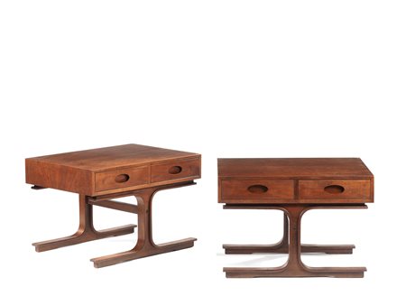 Gianfranco Frattini (Padova, 1926 - Milano, 2004) Due tavolini con cassetti...