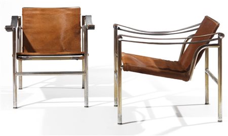 Le Corbusier (Le Chaux de Fonds, 1887 - Cap Martin, 1965) Due poltroncine LC1...