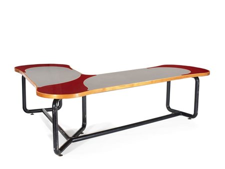 Ta volo Usa, 1960 Struttura in tubolare di acciaio, piano in legno rivestito...