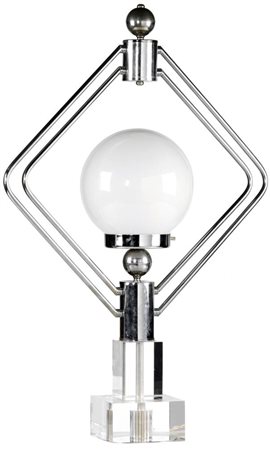 Lampada da tavolo Italia, 1970 Base in plexiglas, supporto in acciaio e sfera...