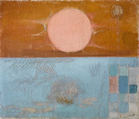 Bruno Saetti (Bologna 1902 - 2004) AFFRESCO affresco su tela, cm 71x83...