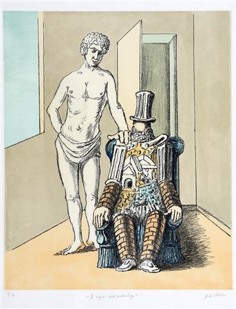 GIORGIO DE CHIRICO 1888 - 1978 " Il riposo dell'archeologo ", 1972 Litografia...