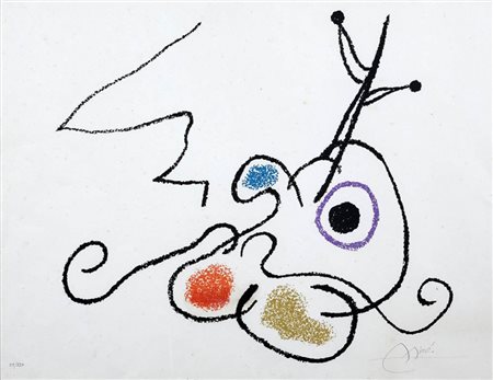 JOAN MIRO 1893 - 1983 Senza titolo Litografia, cm. 50 x 65 Firmato in basso a...