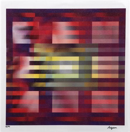 YAACOV AGAM 1928 Senza titolo Multiplo con plexiglass zigrinato, cm. 36,5 x...