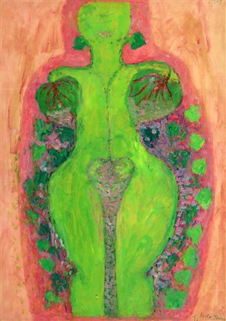 ENRICO DELLA TORRE 1931 " Idolo ", 1967 Tecnica mista su carta telata, cm. 70...