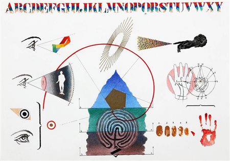 VINCENZO FERRARI 1941 Senza titolo Tecnica mista e collage su carta, cm. 50 x...