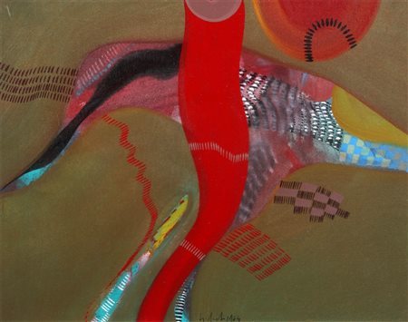 SERGIO DANGELO 1932 " La buona pesca ", 1964 Olio su tela, cm. 35 x 45...