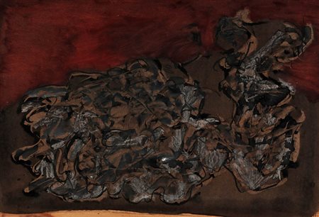 SERGIO DANGELO 1932 " Nella roccia ", 1959 Smalto e tempera su carta telata,...