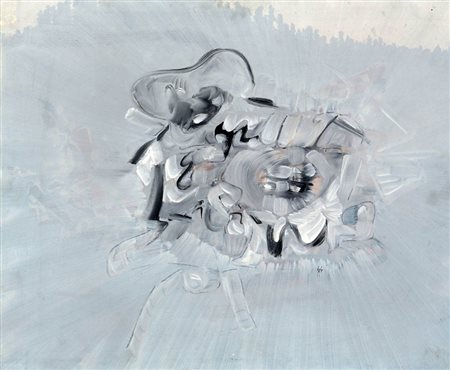 SERGIO DANGELO 1932 " Canto sordo ", 1959 Smalto e tempera su tela, cm. 50 x...