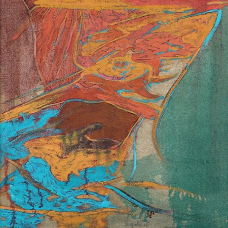 ATTILIO FORGIOLI 1933 " Paesaggio valle ", 1966 Olio su tela, cm. 49 x 50...