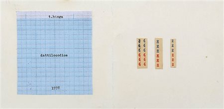 TOMASO BINGA 1931 " Dattilocodice ", 1978 Inchiostro e collage su cartoncino,...