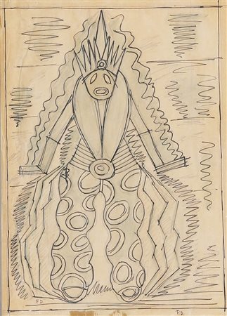 FORTUNATO DEPERO 1892 - 1960 " Studio di costume teatrale ", 1947/48 Matita e...