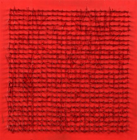 BERNARD AUBERTIN 1934 " Clous ", 1969 Chiodi su tavola, cm. 30 x 30 Firmato e...