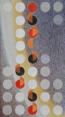 CARLO NANGERONI 1922 " Lune rosse ", 1997 Tecnica mista su tela, cm. 60 x 34...