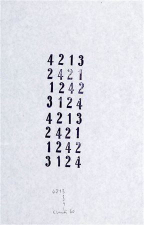 EDOARDO LANDI 1937 " 4213 3124 ", 1960 Inchiostro su carta, cm. 30 x 21...