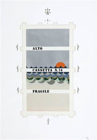GUGLIELMO ACHILLE CAVELLINI 1914 - 1990 " Alto, cassetta n. 74, fragile ",...