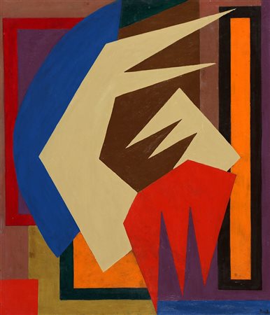 ENRICO BORDONI 1904 - 1969 Senza titolo, anni 50 Olio su tavola, cm. 80 x 70...