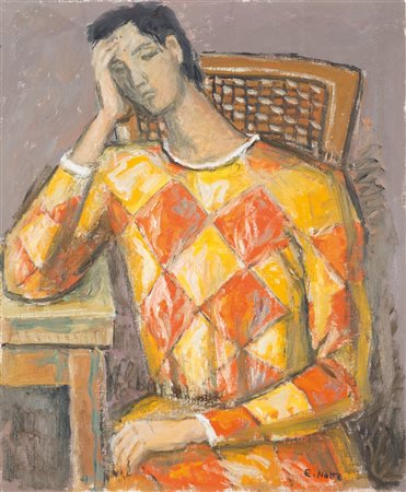 Emilio Notte (1891-1982) Arlecchino Firmato E. Notte in basso a destra Olio...