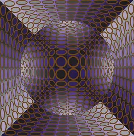 Victor Vasarely (1906-1997) Atome Firmato Vasarely sul retro Acrilico su tela...