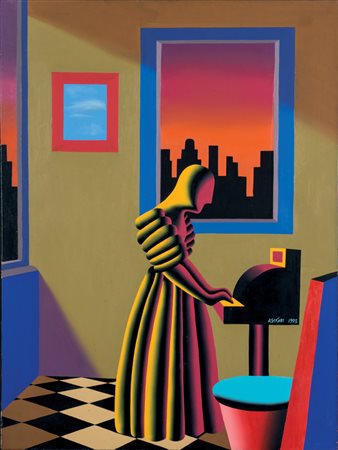 Mark Kostabi (1960) Composition for two hands Firmato e datato Kostabi 1993...