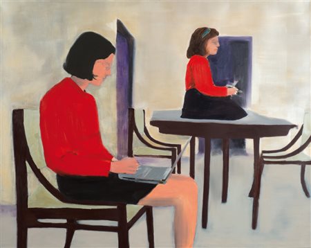 Miltos Manetas (1974) Two simbling with sony laptop and digital camera Olio...