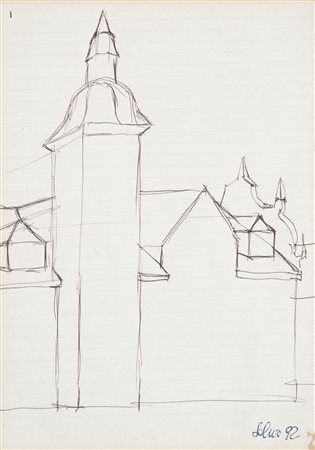 Salvo (1947) Chiesa Firmato e datato Salvo 92 in basso a destra Inchiostro su...