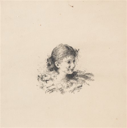Vincenzo Volpe (Grottaminarda, 1855 - Napoli, 1929) Ritratto di bimba china...
