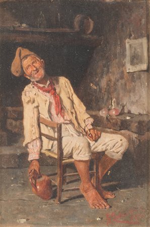Giuseppe Costantini ( Nola, 1844 - San Paolo Belsito, 1894 ) Ubriaco olio su...