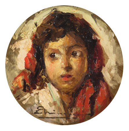 Ermogene Miraglia ( Napoli, 1907 - 1964 ) Fanciulla olio su cartoncino, di...
