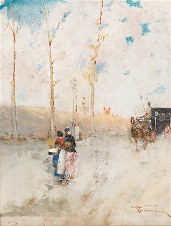 Francesco Mancini detto Lord (Napoli, 1830 - 1905) Passeggiando in campagna...