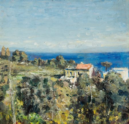 Attilio Pratella (Lugo di Romagna, 1856- Napoli, 1949) Paesaggio olio su...