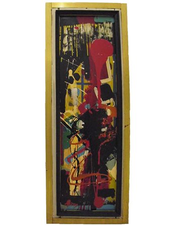 Aldo Gentilini (1911-1982) Senza titolo smalto su tavola, cm 111x30 Firmato...