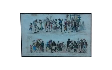 Scene di genere acquerello su carta, cm 16x25 ,