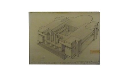Mario Mencarelli Schizzo prospettico per il padiglione della esposizione del...